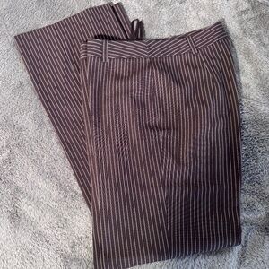 INC International Concepts Brown Pinstripe Dress Pants Size 8 Stretch Career Sla
